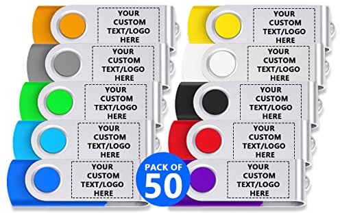 Paintechz Twister USB-Stick Personalisiert 50 Stück, Individualisiert Logo Druck- als Firmengeschenke und Werbegeschenke - 512MB