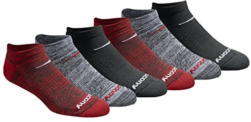 Saucony Herren Multi-Pack Mesh Ventilating Comfort Fit Performance No-Show Socken, Schwarz, Rot, Sortiert (6 Paar), XL