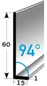 Sockelleiste | Edelstahl | Silber | Breite 10 mm | Höhe 60 mm | Länge 2500 mm | Materialstärke 1.5 mm | Gebohrt | Fußleiste | 1 Stück