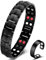 Vicmag Magnetarmband Herren Titanstahl-Magnetarmband Doppelreihige Ultra-Stärke-Magnete mit Einstellwerkzeug und Geschenkbox (Schwarz 4 Elemente)