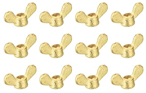 sourcing map 12 Stück Messing Flügelmutter M5 Schmetterling Mutter Hand Twist Tighten Befestigung für Möbel Maschinen Elektronische Geräte