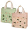 PLATEYTR Mini Borsa Tote Tela, 2pz Borsa di Tela Donna Borsa Shopper Cotone, per Uscire Shopping(verde + rosa, 22 * 22 cm)