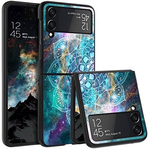 BENTOBEN für Samsung Z Flip 4 Hülle, Handyhülle Samsung Z Flip 4 Case Slim dünn Mandala Nebula Pattern PC Schale mit TPU Bumper Kratzfest Schutzhülle Hülle für Samsung Galaxy Z Flip 4 5G 6.7- Grün