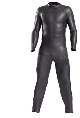 Ganzkörper-Neoprenanzug für Herren 3 mm Neopren-Tauchanzug Einteiliger Triathlon-Neoprenanzug Ultra-elastisches Leder Glatte Haut Rückenreißverschluss Langarm-Schwimmen-Schnorchel-Anzug,Schwarz,XXL