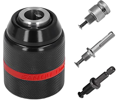 Set Mandrino Trapano 1.5-13 mm, Filettatura 1/2 20UNF, Mandrino per Avvitatore, Mandrino Autoserrante, con 1/2'' Base Dell'avvitatore a Impulsi, SDS Plus e 1/4'' HEX, per Trapano Elettrico (4)