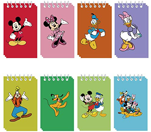 24 Pieces Mini NotePads Mouse Themed Party Favor as Mickey Minnie Theme Notepads Spiral Notepads Birthday Teacher Classroom Rewards Supplies for Kids Party Goody Bags Stuffers, 2.36 x 3.94 Inches