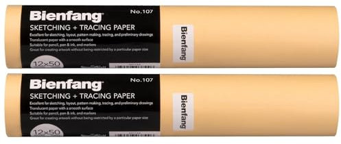 Bienfang Lot de 2 rouleaux de papier à dessin et calque, jaune canari, 30,5 cm x 45,4 m (lot de 2) - 91,4 m au total - pour dessin, trace, croquis, patron de couture