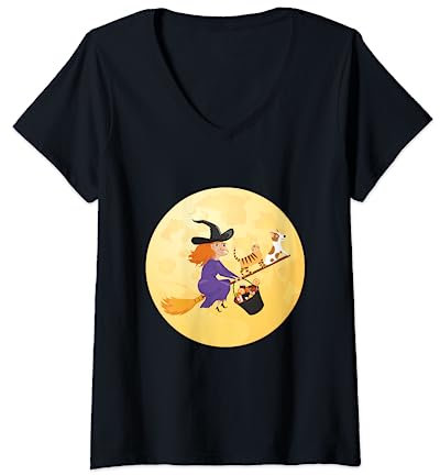 Womens Fun Room On A Broom Halloween T-Shirt V-Neck T-Shirt