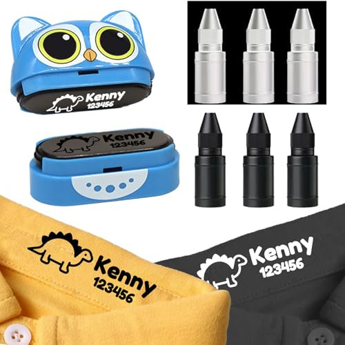 Namensstempel für Kleidung, Kinderstempel, Tinte (weiß + schwarz)