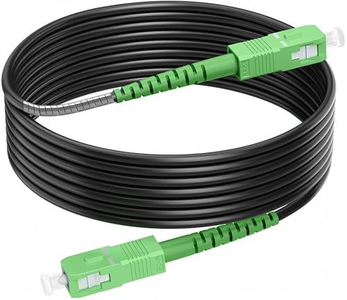 RamboCables 10M Gepanzerte Glasfaser-Kabel SC/APC auf SC/APC, Simplex Singlemode Gepanzerte Glasfaserkabel, 9/125µm OS2 FTTH LWL Patchkabel für den Innen- und Außenbereich, Schwarz