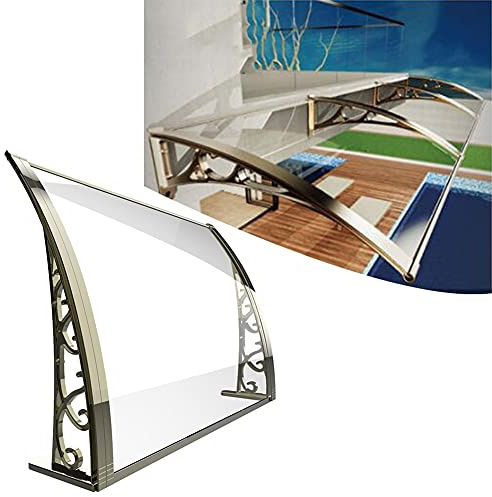 Door Window Awning Canopy, Front Door Outdoor Canopy Roofing Canopies Sun Rain Shelter Cover 3mm Thick Polycarbonate Panel Aluminum Alloy Bracket Strong Bearing Capacity (Clear 150x200cm)