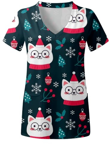Medizinische Kasack Damen Pflege Weihnachten Uniform Krankenschwester Bordeaux Shirt Clinic Kasack Kasaks Kazak Arbeitskleidung Tshirt Motiv Lustige Arbeitskasack Berufskasack Dienstkleidung