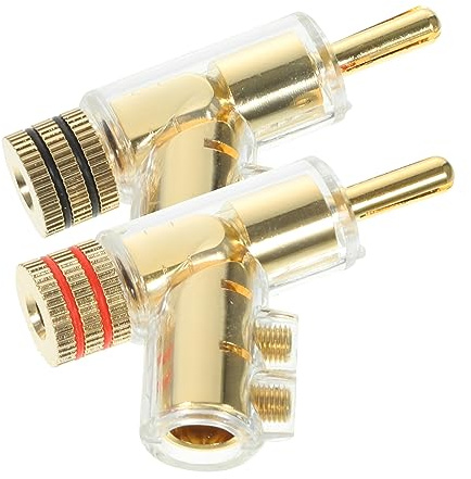 BESTonZON 2 Stück Vergoldete Bananenstecker Für Lautsprecherkabel Lötfreies Design 45-grad Winkel Verriegelbar Robustes Material Für Hifi Soundsysteme Für Audioempfänger Und