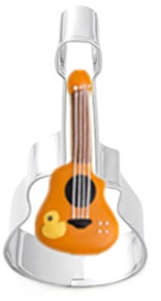 Spülmaschinenfeste Ausstechformen, einfaches Entformen, Musikinstrument-Ausstechformen-Set, Edelstahl, antihaftbeschichtet, große Größe, Musiknoten, Violine, elektrisch H