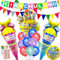 Betensh Einschulung Deko Jungen Mädchen, Schulkind 2024 Deko Einschulung, Schulanfang Girlande+2024 Zuckertüten Folienballon+123 ABC Einschulung Luftballon+Schulanfang Thema Aufkleber