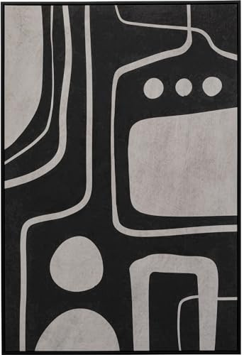 Kare Design Wandbild Artistic Blacky, Schwarz/Weiß, Rechteckig, Gerahmt, Handgemalt, Abstrakte Kunst, Wandbild, Modernes Design, Schlafzimmer, Wohnzimmer, 110x70 cm (H/B)
