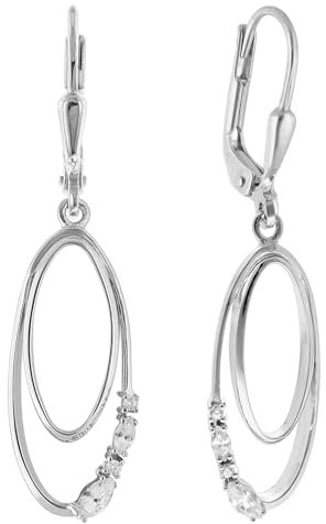 trendor Damen-Ohrringe 925 Silber Ohrhänger mit Zirkonia modischer Ohrschmuck für Frauen, elegante Geschenkidee 68361