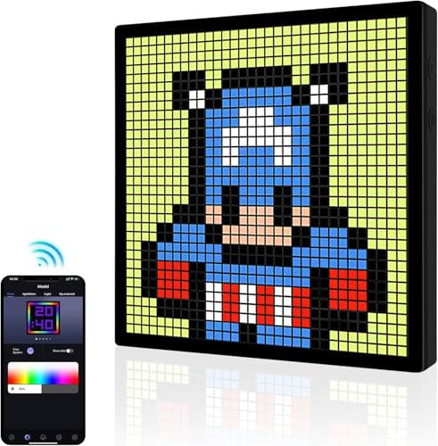 Telituny Écran Pixels 32 x 32 LED, Panneau Affichage LED Programmable avec Contrôle par Application, Réveil Intelligent LED de Bureau/Mural, Lampe Décorative pour Salle de Jeux, Décoration