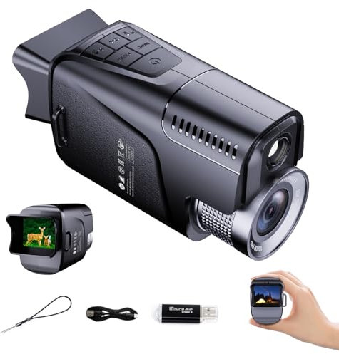 EQUEEN 1080P FHD Nachtsicht-Monokular mit 850NM IR-Beleuchtung, 1500M Nachtreichweite, 5X optischer Zoom, 10X Digitalzoom, 7-lagiges beschichtetes Objektiv, 2-Zoll-TFT-Bildschirm, 5 Stunden