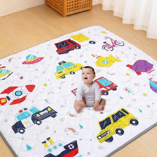Jinrobabes Krabbelmatte Baby 150X180cm,Schwamm, Waschbare Baby-Laufstallmatte, Dicke einteilige Spielmatte Baby, Extra Große, Rutschfeste Krabbeldecke für Baby