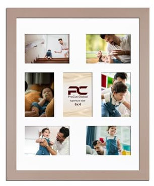 Procut Global 20x16 Rose Gold Photo Frames for Multiple Pictures with White Mount To Fit (7x) 6x4 Multi Apertures - Wall Hanging Collage Frame Ideal for Friends & Family Memories