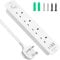 Recessed Power Socket with Switch, 4 Way Extension Lead AC Outlets 3250W Desk Power Strip with 2 USB-C & USB-A Ports, Built in Fused Overload Plug Socket Ideal for Home, Office, 2M/6.6FT Cable White