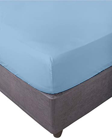 Miracle Home. Sábana Bajera 100% Microfibra cepillada, Ajustable, elástica y antipeeling. 135X200. Cama 135. Celeste