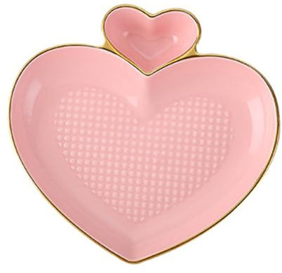 MAGICLULU Assiette À Raviolis En Céramique En Forme De Cœur Bord Doré Légère Et Facile À Transporter