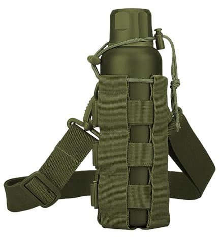 Lvjkes Portaborraccia Zaino, Regolabile Porta Borraccia Zaino, Nylon con Coulisse, Impermeabile, Adatto per Campeggio, Viaggi, Escursioni (Verde Militare)