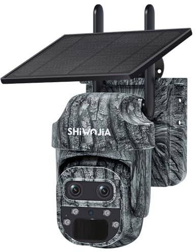 SHIWOJIA Camera 4g Solaire Exterieur, Caméra de Chasse 4G avec Carte SIM, 12X Zoom Hybride 360° PTZ sans Fil, Audio Bidirectionnel, PIR Détection, Vision Nocturne, Etanche IP66