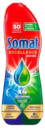 Excellence Duo Gel - Detergente para lavavajillas en gel con 4 acciones para 50 lavados, 800 ml, paquete de 4 unidades