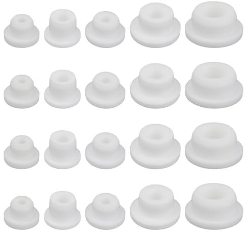 lasuroa 20pz Copridoccia per Vasca Idromassaggio, 5 Misure Tappi Doccia Silicone per Vasca Impermeabili Cappucci Bianchi Fori Inserti Riutilizzabili & Resistenti Calore
