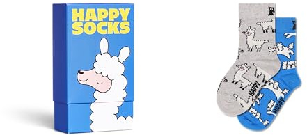 Happy Socks Kids 2-Pack Lama Gift Set Baumwolle Socken Kinder Blau 2-3Y