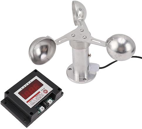 KIMISS Tower Crane Anemometer Alarm Windgeschwindigkeitsmessgerät mit 3 Tasse Design, 220 -V -Wetterstation und Windgeschwindigkeitsalarm für Genaue Windmessung