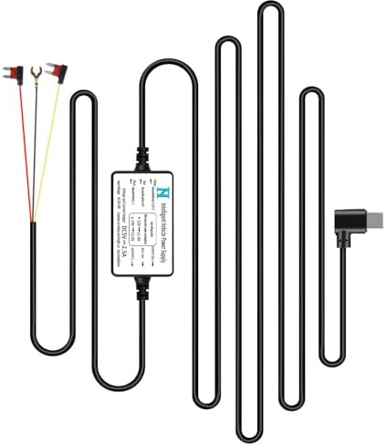 Dash Cam Hardwire Kit, 12V-24V to 5V w/Fuse Kit, Power Cord for Dashcam | GPS Power Supply, Radar, 5V Hardwire Kit with Low Voltage Protection, 24 Hours Parking Monitoring