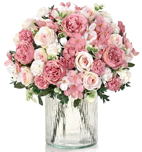 4 Bündel Pfingstrose Künstliche Blumen Kunstblumen wie Echt Blumenstrauß | Seidenblumen, Kunstrosen, Kunstblumenstrauß, Rosa Fake Blumen für Blumenarrangement Hochzeit Partei Küche Tischaufsätze Dekor