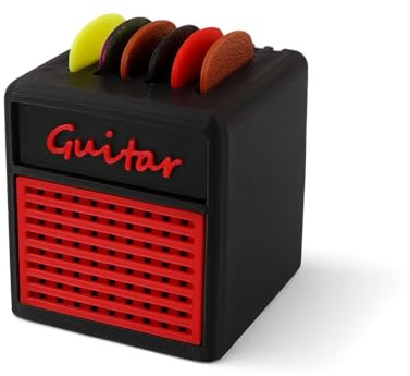 Yoljun Schwarz-Rot Gitarrenplektrum Aufbewahrungsbox mit 5 Plektrum, Praktischer Plektrum Halter, Essential Gitarren Zubehör, Gitarristen, Rocker, Papa, Ehemann, Freund, Teenager