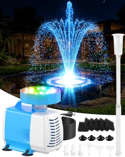 Luxfero 3 In 1 Pompa Per Laghetto Esterno Con Filtro,2026 Pompa Per Fontana Da Esterno Migliorata Con Luce Led,3000 L/H Con 3 Modalità Di Spruzzo,Pompa Sommersa Per Acquari E Giardini,Pompa Sommersa