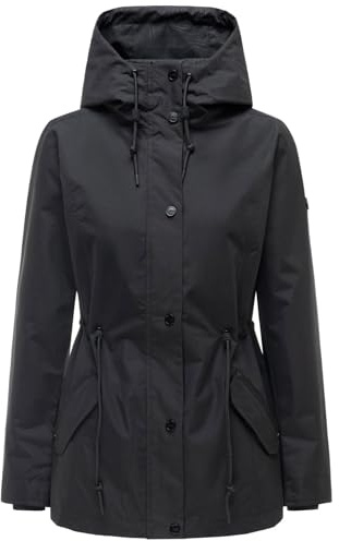 MARIKOO Damen Jacke (XS-3XL) - feste Kapuze, verstellbare Taille, 3 Taschen - N124