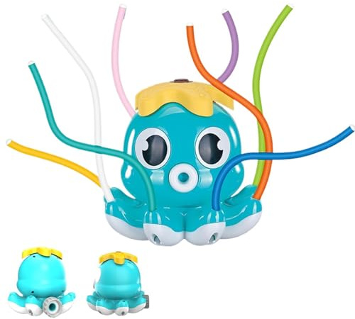 Outdoor Water Sprayer For Garden – Water Sprinkler For Kids Octopus-Shaped Lawn Sprinkler With 8 Swinging Tubes Toy For Ages 3+ Boys Girls Pool Backyard Birthday School Travel Picnic, Durable Lightwei
