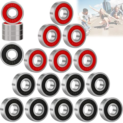 Cerkkapo 20Stück Kugellager 608, Kugellager 8x22x7mm, ABEC-9 608 2RS | 608ZZ Kugellager Kohlenstoffstahl Metall Double Shielded Miniatur Rillenkugellager für Skateboard Roller Inline Skates