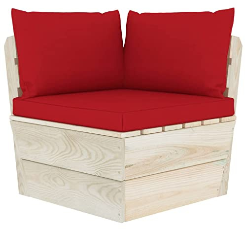 KKgypkn Paletten-Sofa-Eckelement aus imprägniertem Fichtenholz mit Kissen, modulares Gartensofa für Terrasse und Wohnzimmer, langlebig und pflegeleicht