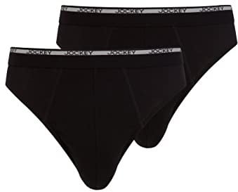 Jockey Modern Classic Brief 2er Pack – Unterhosen für Männer, Unterwäsche aus 100% Baumwolle, Herren Slips ohne Eingriff, Feinripp-Material, 2er Set, in Schwarz
