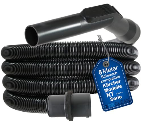 DeClean 8 Meter Saugschlauch Schlauch kompatibel mit Kärcher Staubsauger NT 14/1,NT 25/1,NT 27/1,NT 35/1,NT 40/1, NT 45/1,NT 48/1,NT 55/1,NT 65/2, NT 301,NT 351,NT 360,NT 361, NT 362,NT 501, NT 551