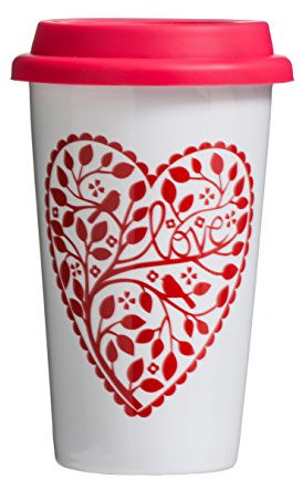 Premier Housewares Chickadee Travel Mug, Red