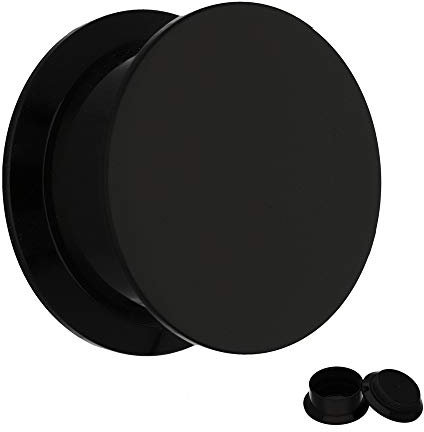 Treuheld® | 18mm Ohr Plug in Schwarz | Acryl/Kunststoff | Gewinde - Schraubverschluss | Classic Flesh Tunnel Plug | Hochwertig und Hautfreundlich