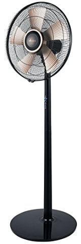 Ardes AR5D41PRB ELDORADO 41PRB - Ventilador de pie con 5 aspas de 40 cm doradas, 3 niveles de velocidad, oscilación automática, mando a distancia y temporizador, detalles dorados, negro/dorado