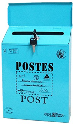 TentHome Briefkasten Postkasten Antik-Look Briefkastenanlage Mailbox Wandbriefkasten Zeitungsfach Farbiger Letterbox Zeitungskasten mit Klappe Blau 1