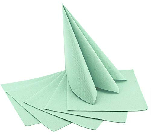 50 Stück Servietten PISTAZIE 40 x 40 cm stoffähnlich zum falten Hochzeit Geburtstag Mundservietten Mint Hellgrün Mintgrün Vintage Dinner 100% biologisch abbaubar