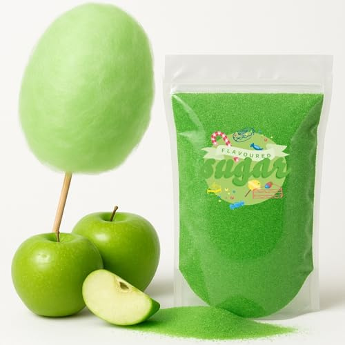 Zuckerwatte Zucker mit Geschmack Apfel Grün farbiger Aromazucker 1kg für die Zuckerwattemaschine